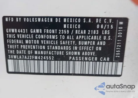 2015 Volkswagen Jetta 2.0L Tdi Se from USA, damaged, VIN 3VWLA7AJ2FM424552